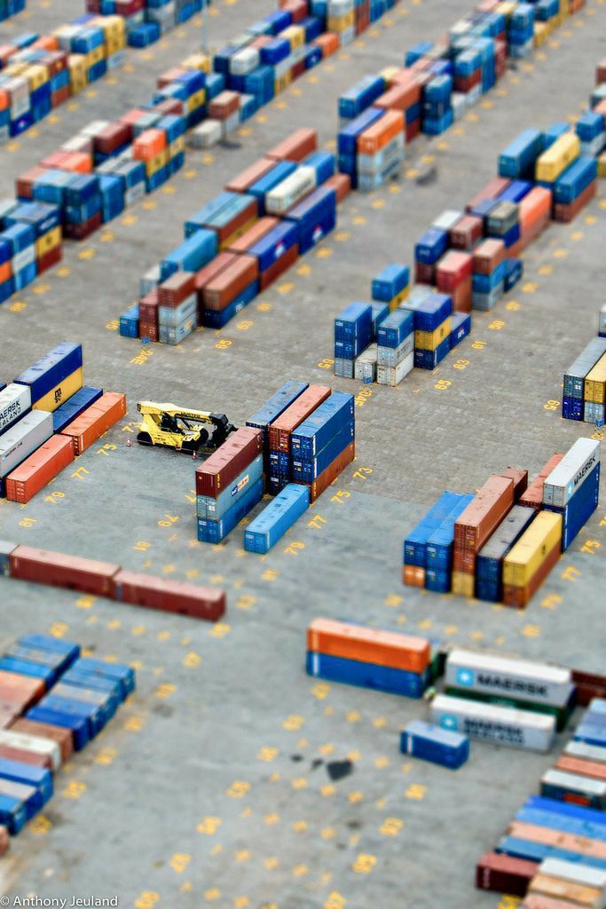 Cargo containers stacked at port